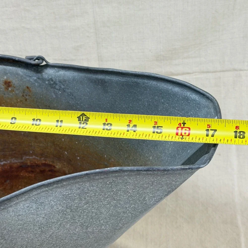 Vintage Galvanized Coal Hod Fall Porch Decor Bucket Fireplace Ash Scuttle Holder